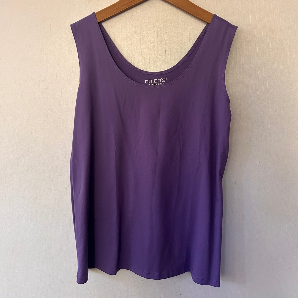 Chicos Microfiber Tank Women Large Parisian Purple Scoop Neck Basic Knit Top NWT